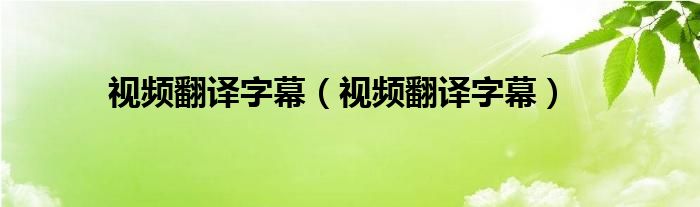 視頻翻譯字幕（視頻翻譯字幕）