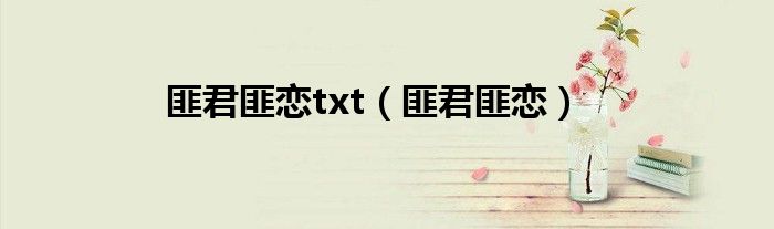 匪君匪戀txt（匪君匪戀）