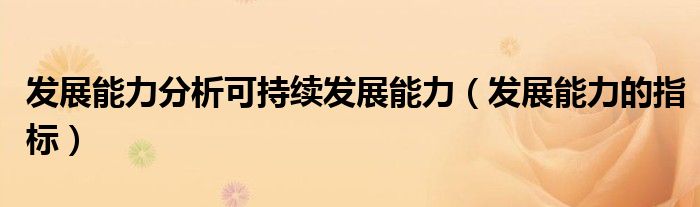 發(fā)展能力分析可持續(xù)發(fā)展能力(發(fā)展能力的指標(biāo))