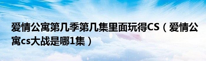 愛情公寓第幾季第幾集里面玩得CS（愛情公寓cs大戰(zhàn)是哪1集）