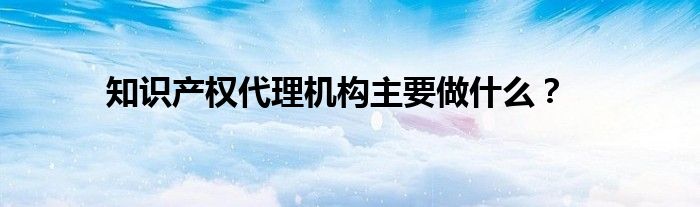 知識產(chǎn)權(quán)代理機(jī)構(gòu)主要做什么？