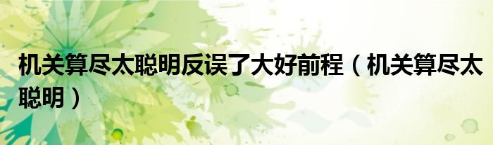 機(jī)關(guān)算盡太聰明反誤了大好前程(機(jī)關(guān)算盡太聰明)