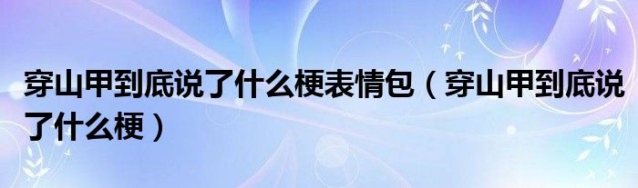 穿山甲到底說了什么梗表情包（穿山甲到底說了什么梗）