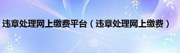 違章處理網(wǎng)上繳費(fèi)平臺(tái)（違章處理網(wǎng)上繳費(fèi)）