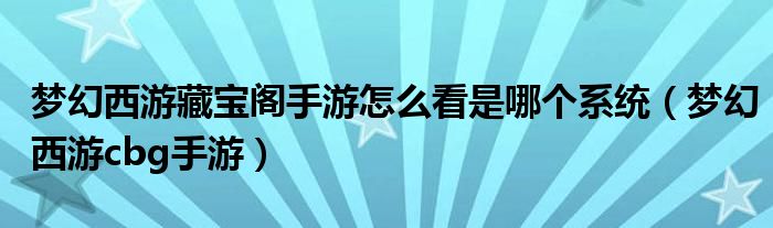 夢(mèng)幻西游藏寶閣手游怎么看是哪個(gè)系統(tǒng)(夢(mèng)幻西游cbg手游)