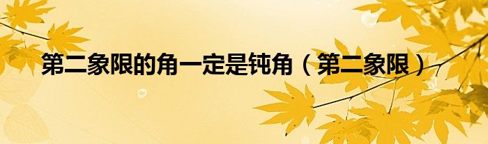 第二象限的角一定是鈍角(第二象限)