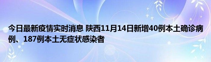 今日最新疫情實(shí)時(shí)消息 陜西11月14日新增40例本土確診病例、187例本土無(wú)癥狀感染者