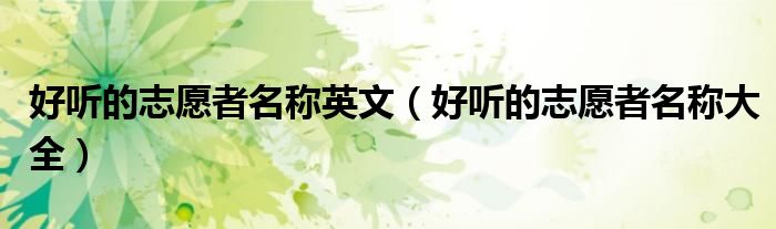 好聽的志愿者名稱英文（好聽的志愿者名稱大全）