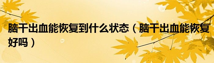 腦干出血能恢復(fù)到什么狀態(tài)（腦干出血能恢復(fù)好嗎）