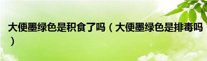 大便墨綠色是積食了嗎(大便墨綠色是排毒嗎)