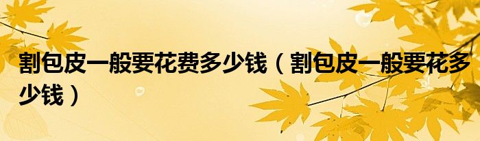 割包皮一般要花費多少錢（割包皮一般要花多少錢）