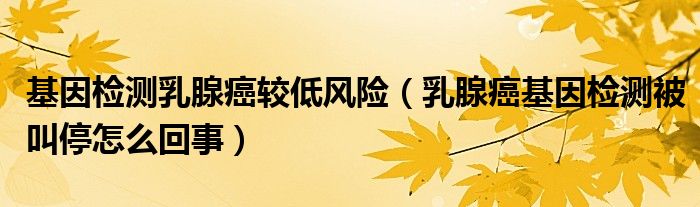 基因檢測乳腺癌較低風(fēng)險（乳腺癌基因檢測被叫停怎么回事）