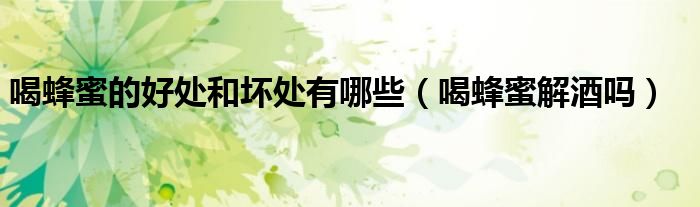 喝蜂蜜的好處和壞處有哪些(喝蜂蜜解酒嗎)