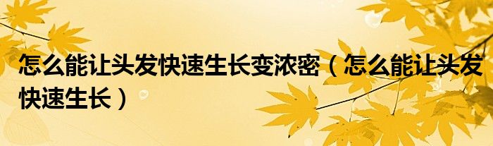 怎么能讓頭發(fā)快速生長變濃密(怎么能讓頭發(fā)快速生長)