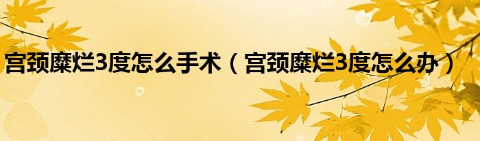 宮頸糜爛3度怎么手術(宮頸糜爛3度怎么辦)