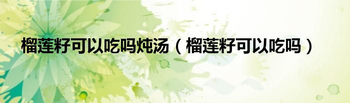 榴蓮籽可以吃嗎燉湯（榴蓮籽可以吃嗎）