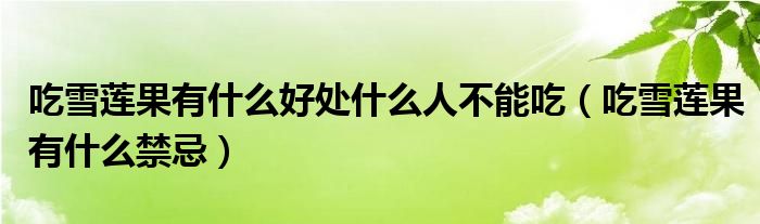 吃雪蓮果有什么好處什么人不能吃（吃雪蓮果有什么禁忌）