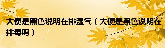 大便是黑色說明在排濕氣（大便是黑色說明在排毒嗎）