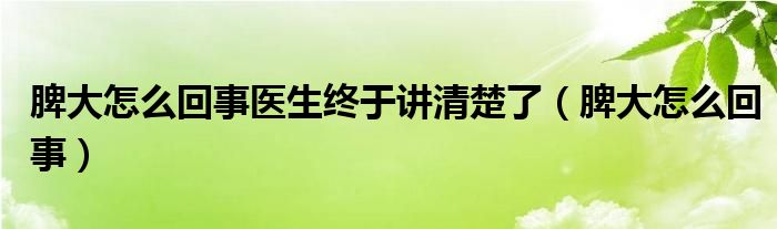 脾大怎么回事醫(yī)生終于講清楚了（脾大怎么回事）