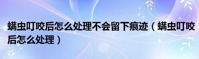螨蟲叮咬后怎么處理不會留下痕跡（螨蟲叮咬后怎么處理）