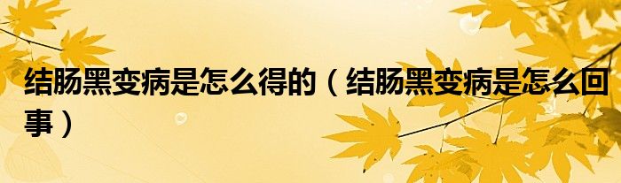 結腸黑變病是怎么得的（結腸黑變病是怎么回事）