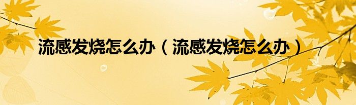 流感發(fā)燒怎么辦（流感發(fā)燒怎么辦）