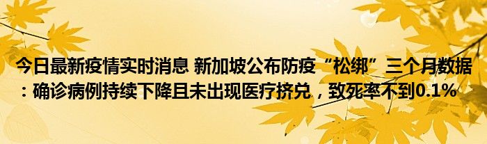 今日最新疫情實(shí)時(shí)消息 新加坡公布防疫“松綁”三個(gè)月數(shù)據(jù)：確診病例持續(xù)下降且未出現(xiàn)醫(yī)療擠兌，致死率不到0.1%