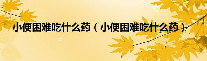 小便困難吃什么藥（小便困難吃什么藥）
