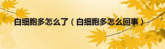 白細(xì)胞多怎么了（白細(xì)胞多怎么回事）