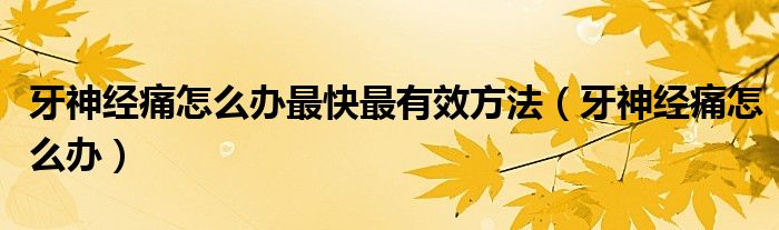 牙神經(jīng)痛怎么辦最快最有效方法（牙神經(jīng)痛怎么辦）