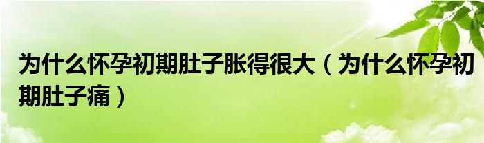 為什么懷孕初期肚子脹得很大（為什么懷孕初期肚子痛）