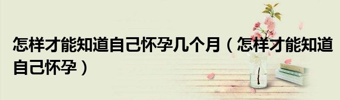 怎樣才能知道自己懷孕幾個月（怎樣才能知道自己懷孕）