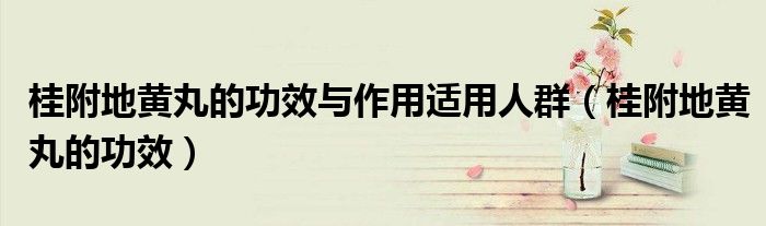 桂附地黃丸的功效與作用適用人群（桂附地黃丸的功效）