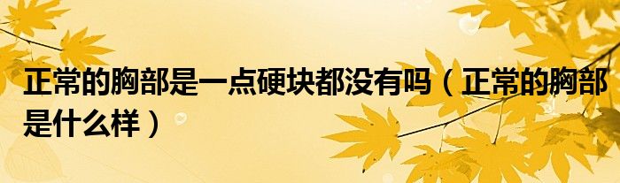 正常的胸部是一點(diǎn)硬塊都沒有嗎（正常的胸部是什么樣）