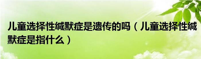 兒童選擇性緘默癥是遺傳的嗎（兒童選擇性緘默癥是指什么）