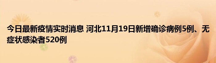 今日最新疫情實時消息 河北11月19日新增確診病例5例、無癥狀感染者520例