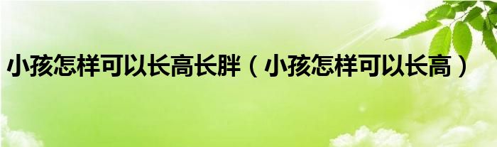 小孩怎樣可以長(zhǎng)高長(zhǎng)胖(小孩怎樣可以長(zhǎng)高)