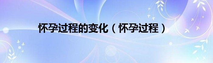 懷孕過程的變化（懷孕過程）
