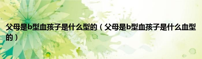 父母是b型血孩子是什么型的（父母是b型血孩子是什么血型的）