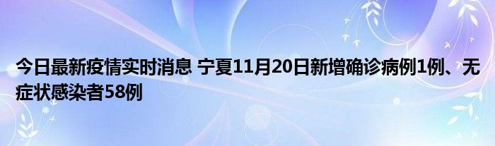 今日最新疫情實(shí)時(shí)消息 寧夏11月20日新增確診病例1例、無癥狀感染者58例
