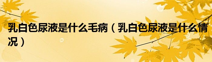 乳白色尿液是什么毛?。ㄈ榘咨蛞菏鞘裁辞闆r）