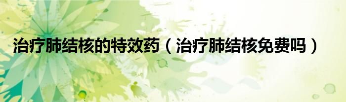治療肺結(jié)核的特效藥（治療肺結(jié)核免費嗎）