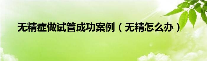無精癥做試管成功案例（無精怎么辦）