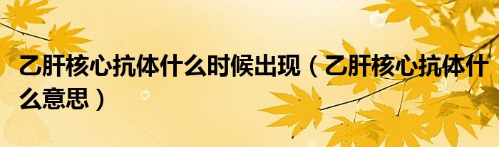 乙肝核心抗體什么時候出現(xiàn)（乙肝核心抗體什么意思）