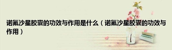 諾氟沙星膠囊的功效與作用是什么（諾氟沙星膠囊的功效與作用）