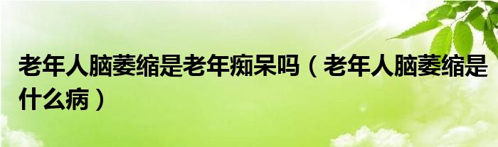 老年人腦萎縮是老年癡呆嗎（老年人腦萎縮是什么?。?class='thumb lazy' /></a>
		    <header>
		<h2><a  href=