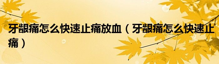 牙齦痛怎么快速止痛放血(牙齦痛怎么快速止痛)