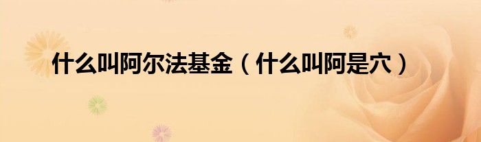 什么叫阿爾法基金（什么叫阿是穴）