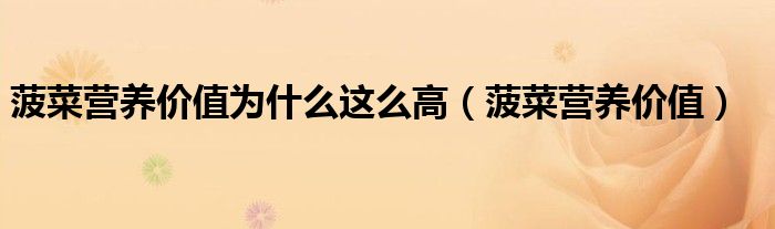 菠菜營養(yǎng)價值為什么這么高（菠菜營養(yǎng)價值）