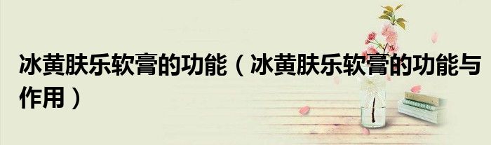 冰黃膚樂軟膏的功能（冰黃膚樂軟膏的功能與作用）